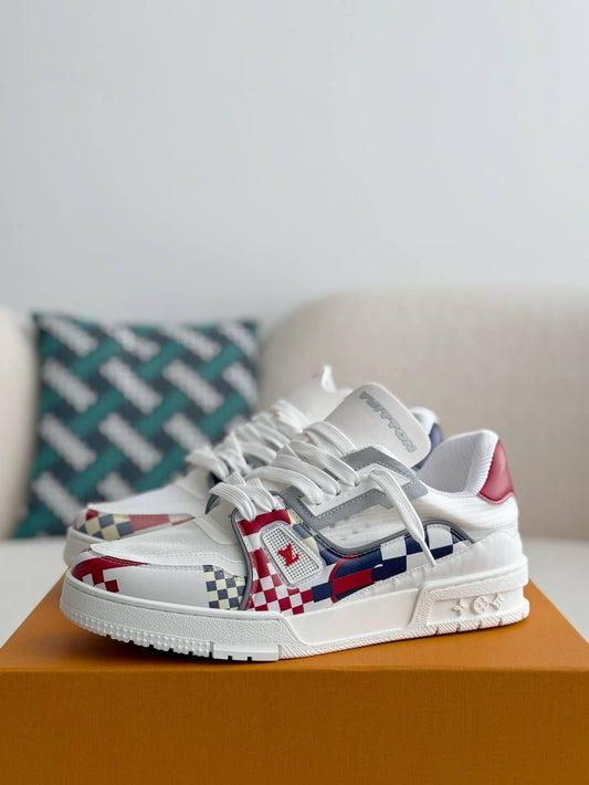 Louis Vuitton LV Trainer White Red America Cup Sneaker