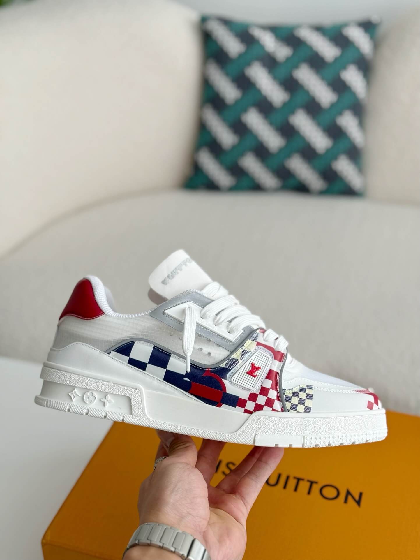 Louis Vuitton LV Trainer White Red America Cup Sneaker