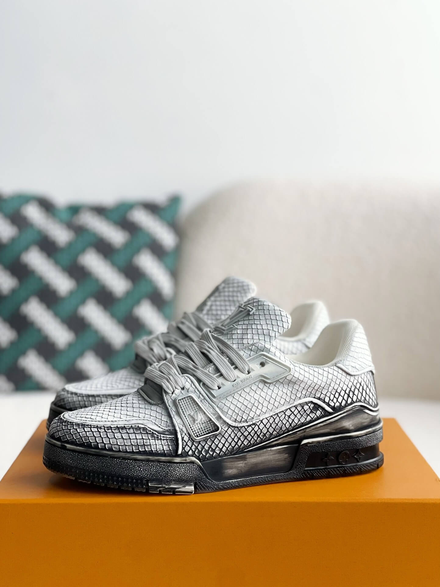 Louis Vuitton LV Trainer Snake Skin Textured Custom Sneaker