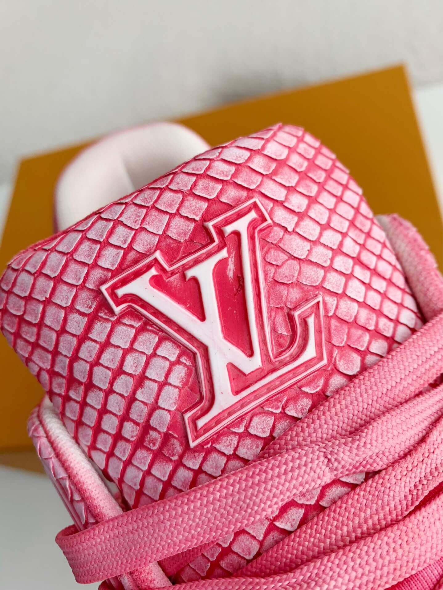 Louis Vuitton LV Trainer Snake Skin Textured Pink Shade Custom Sneaker