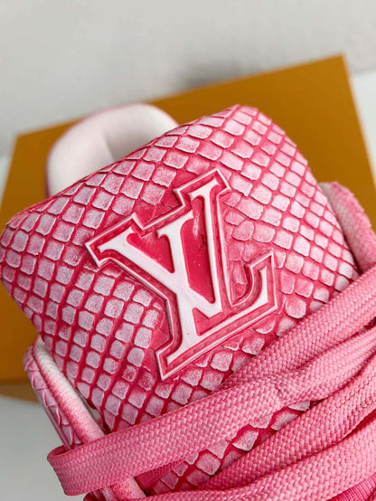 Louis Vuitton LV Trainer Snake Skin Textured Pink Shade Custom Sneaker