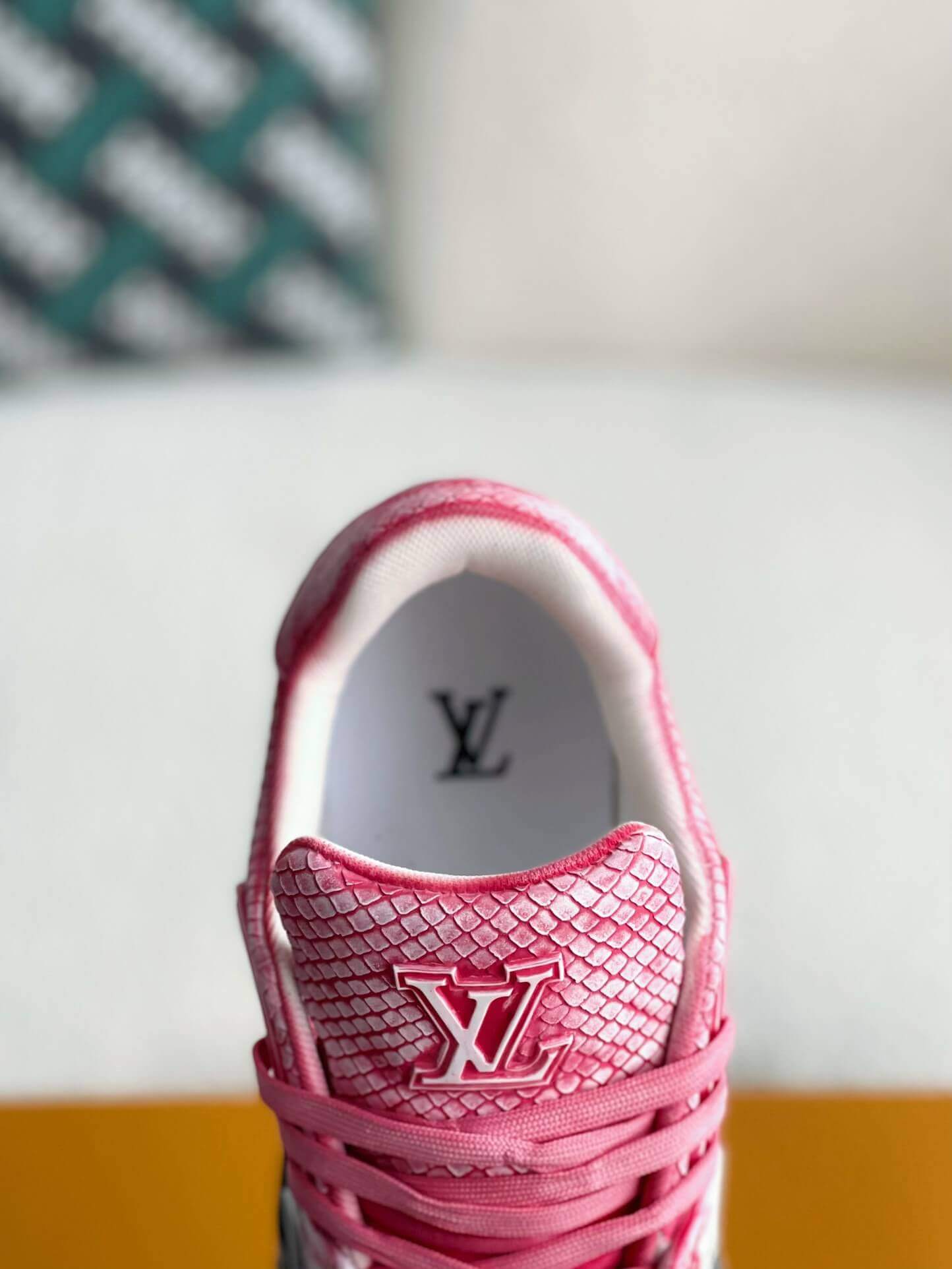 Louis Vuitton LV Trainer Snake Skin Textured Pink Shade Custom Sneaker