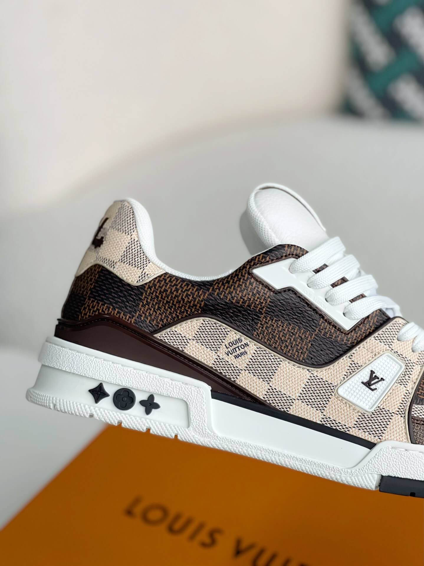 Louis Vuitton LV Trainer – Beige & White Grained Calf Leather