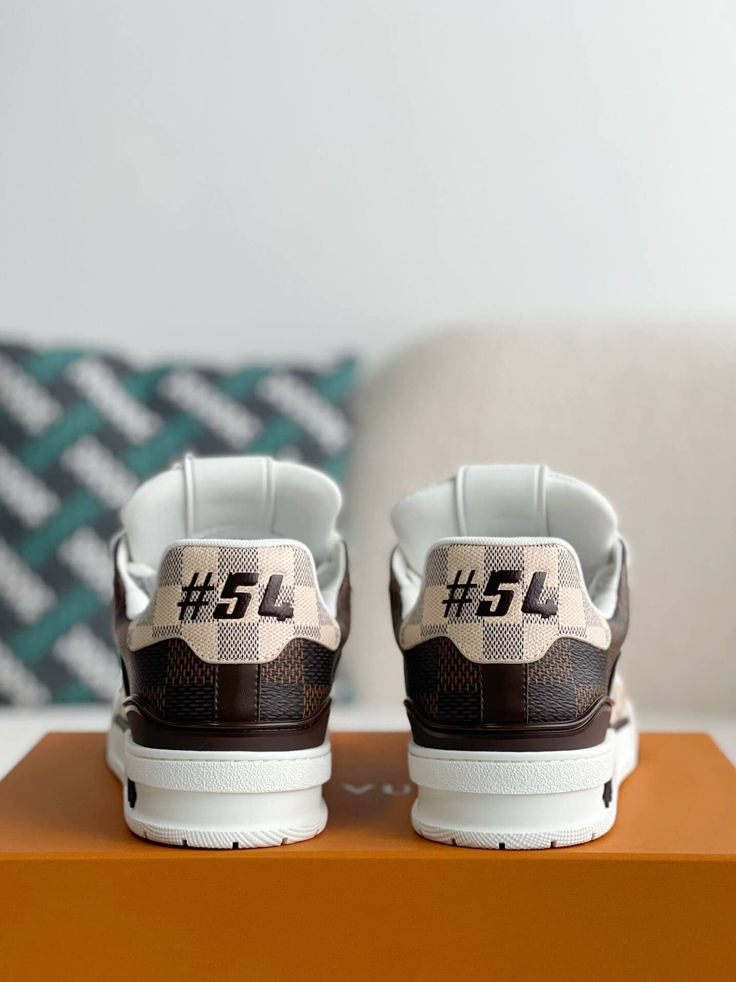 Louis Vuitton LV Trainer – Beige & White Grained Calf Leather