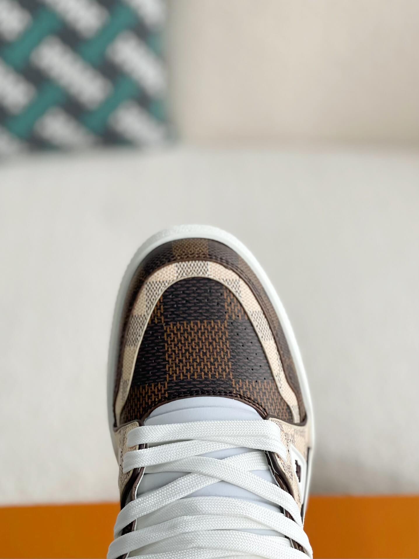 Louis Vuitton LV Trainer – Beige & White Grained Calf Leather