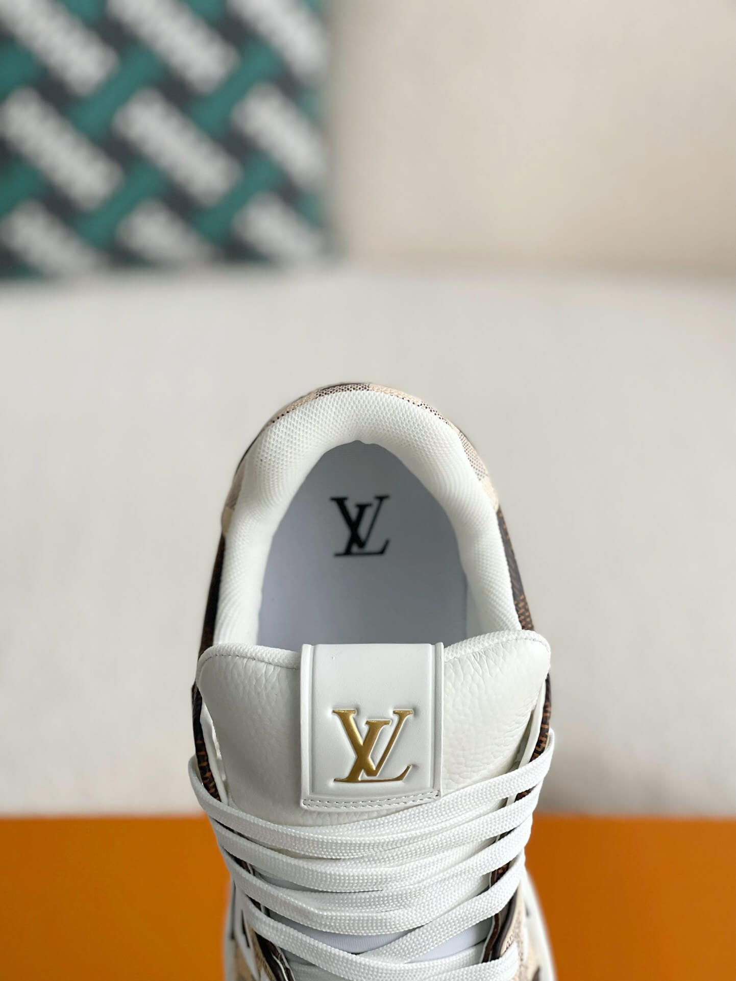 Louis Vuitton LV Trainer – Beige & White Grained Calf Leather
