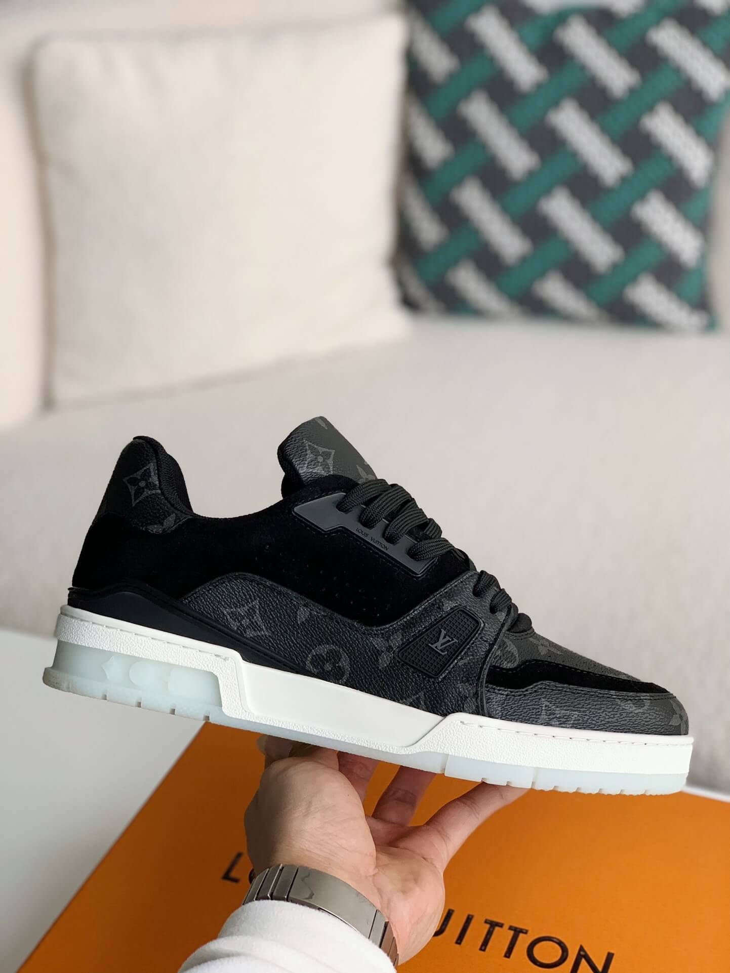 Louis Vuitton LV Trainer – Black Monogram Eclipse & Suede