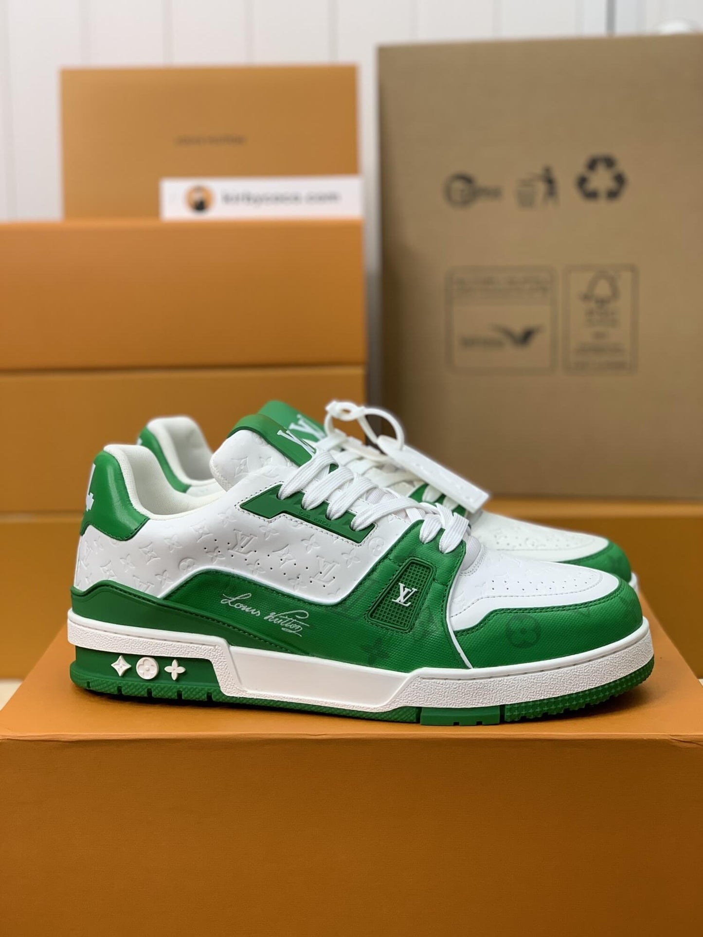 Louis Vuitton LV Trainer – Green & White Monogram Empreinte