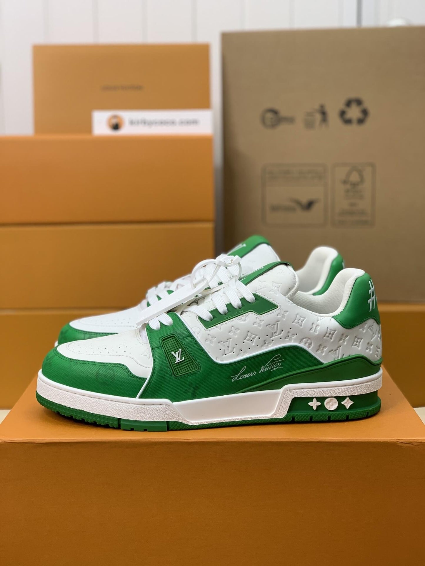 Louis Vuitton LV Trainer – Green & White Monogram Empreinte