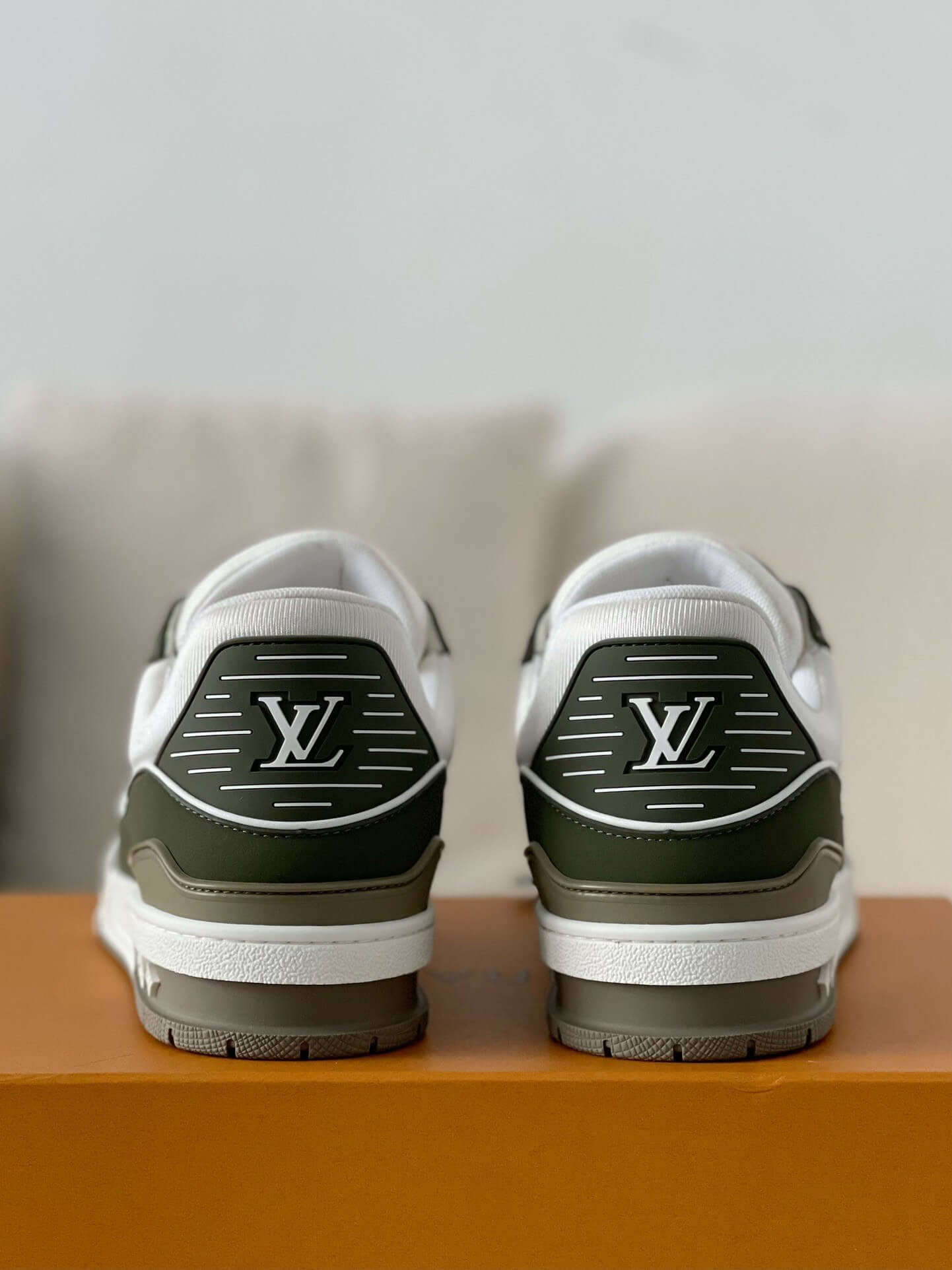 Louis Vuitton LV Trainer – Khaki & White Grained Calf Leather