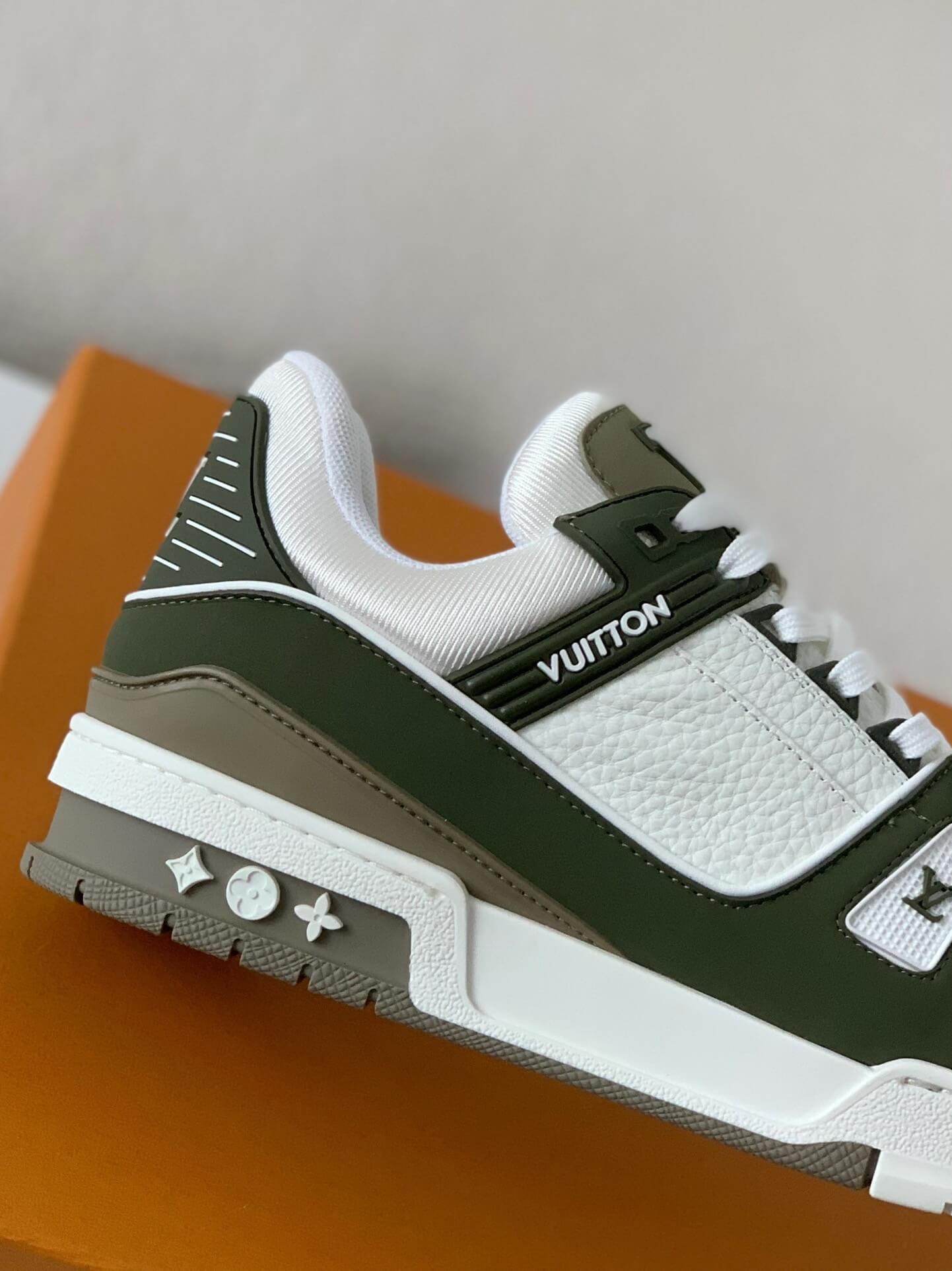 Louis Vuitton LV Trainer – Khaki & White Grained Calf Leather