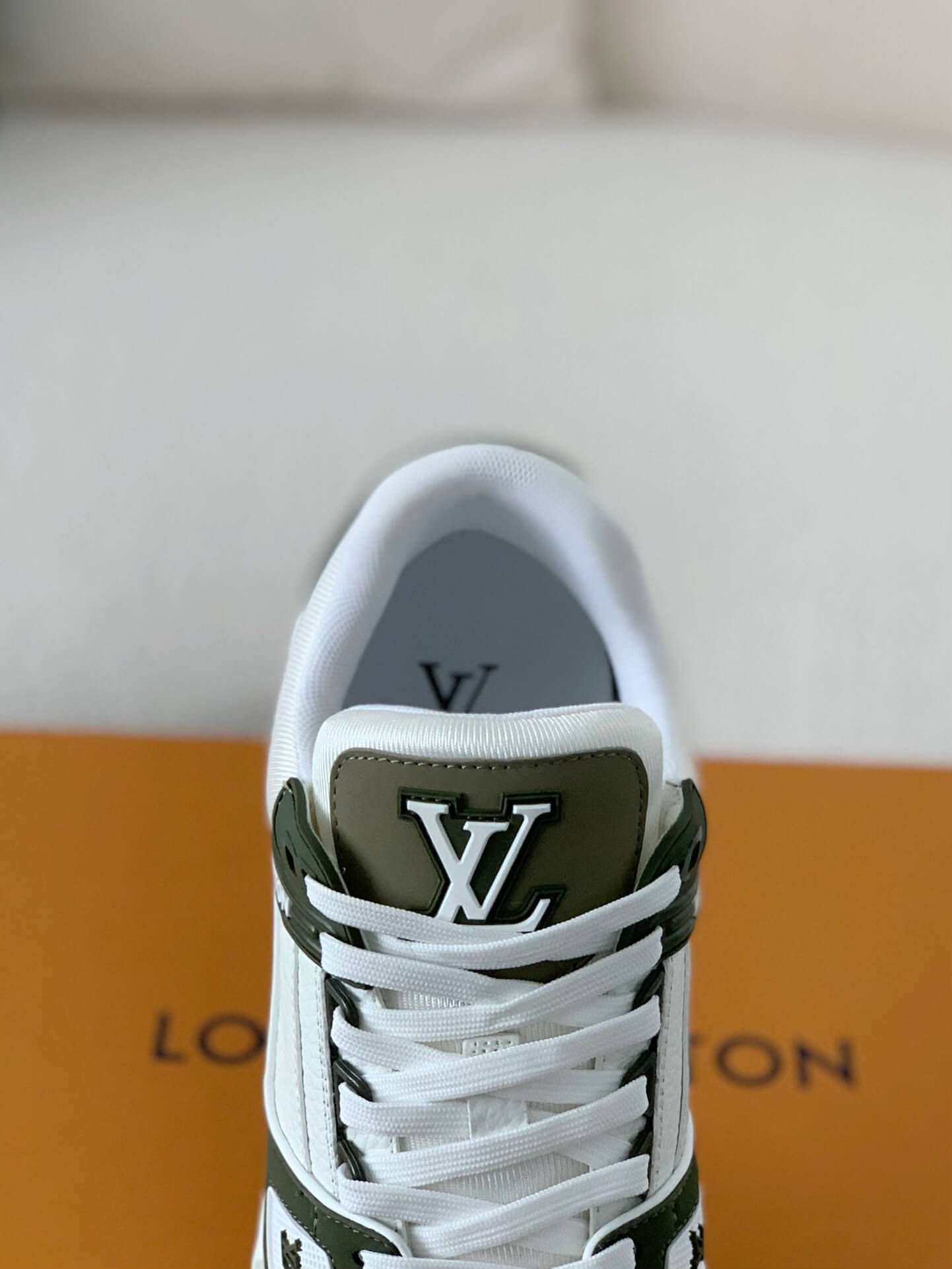 Louis Vuitton LV Trainer – Khaki & White Grained Calf Leather