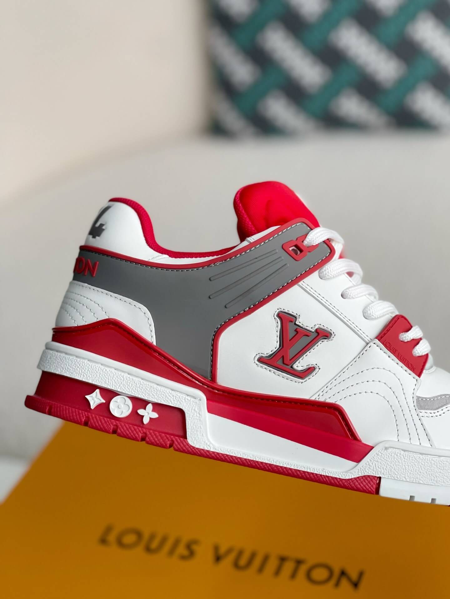 Louis Vuitton LV Trainer #54 Red White Gray Padded Sneaker