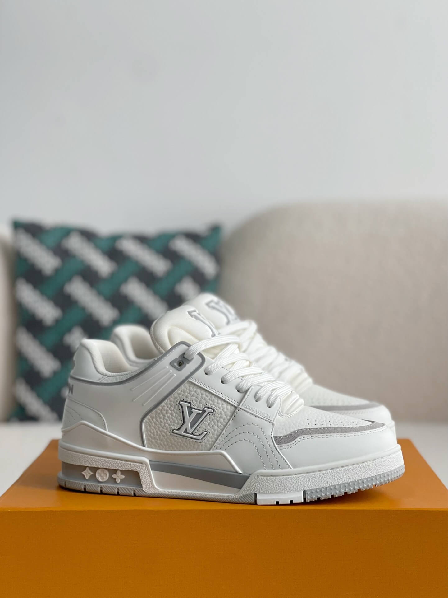 Louis Vuitton LV Trainer #54 White Gray Padded Sneaker