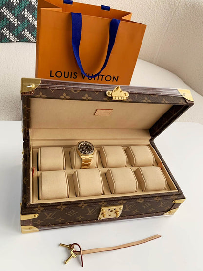 Louis Vuitton Monogram Coffret 8 Montre Watch Case "Brown"