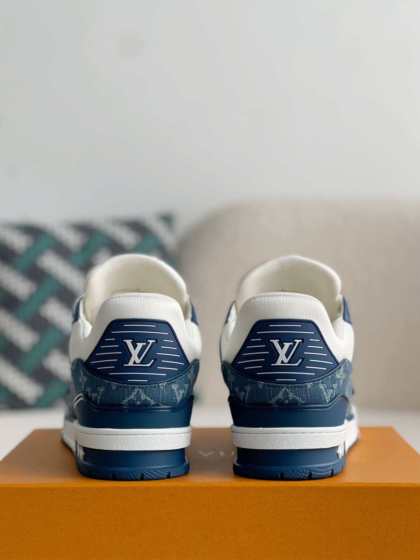 Louis Vuitton Trainer Sneaker – Blue Monogram Denim & White Grained Leather