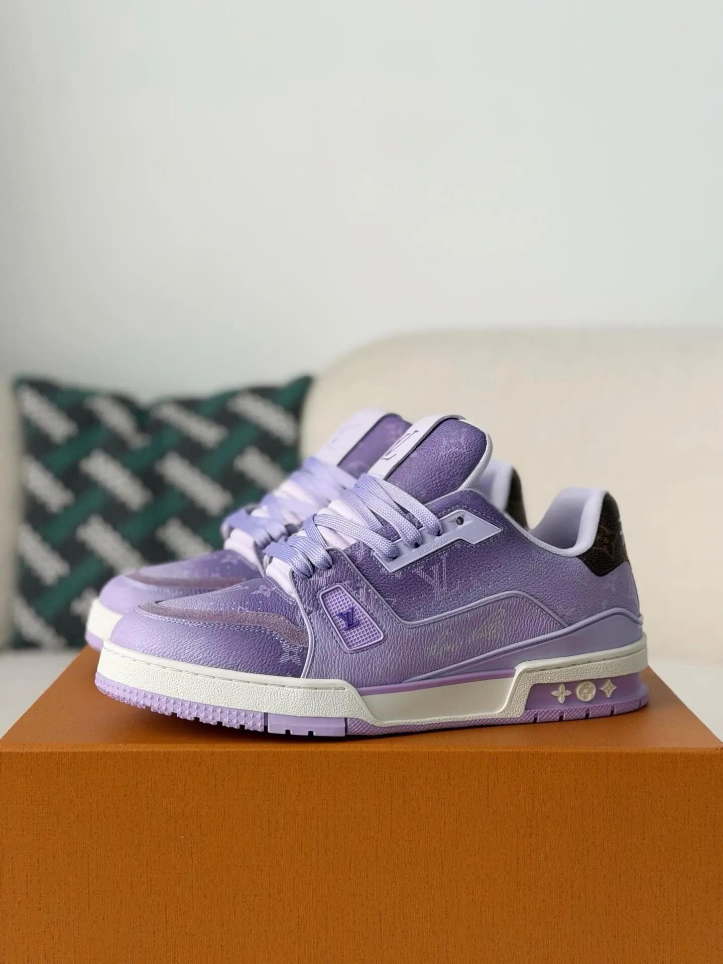 Louis Vuitton Trainer Sneaker – Purple Monogram Embossed Calf Leather
