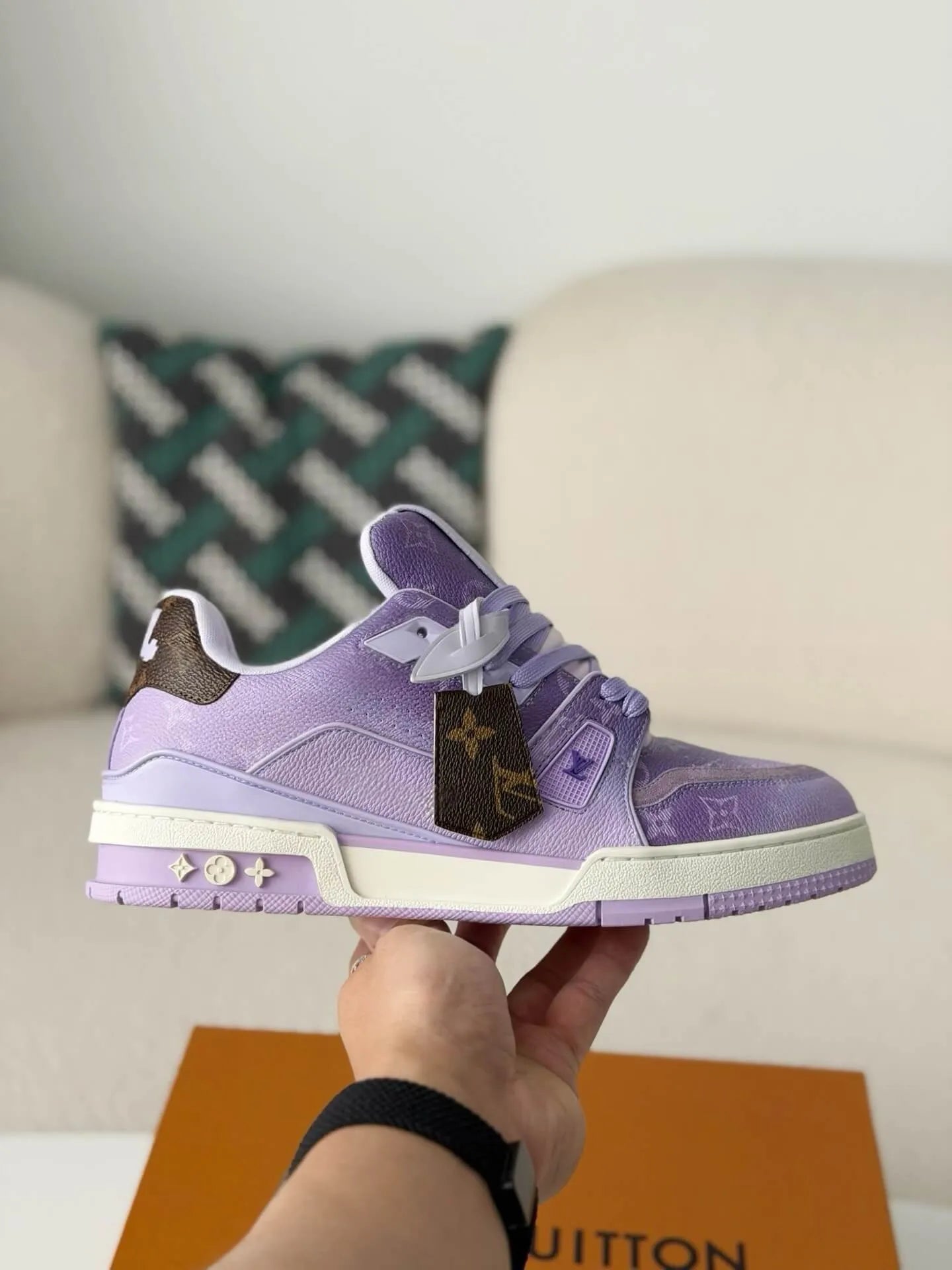 Louis Vuitton Trainer Sneaker – Purple Monogram Embossed Calf Leather