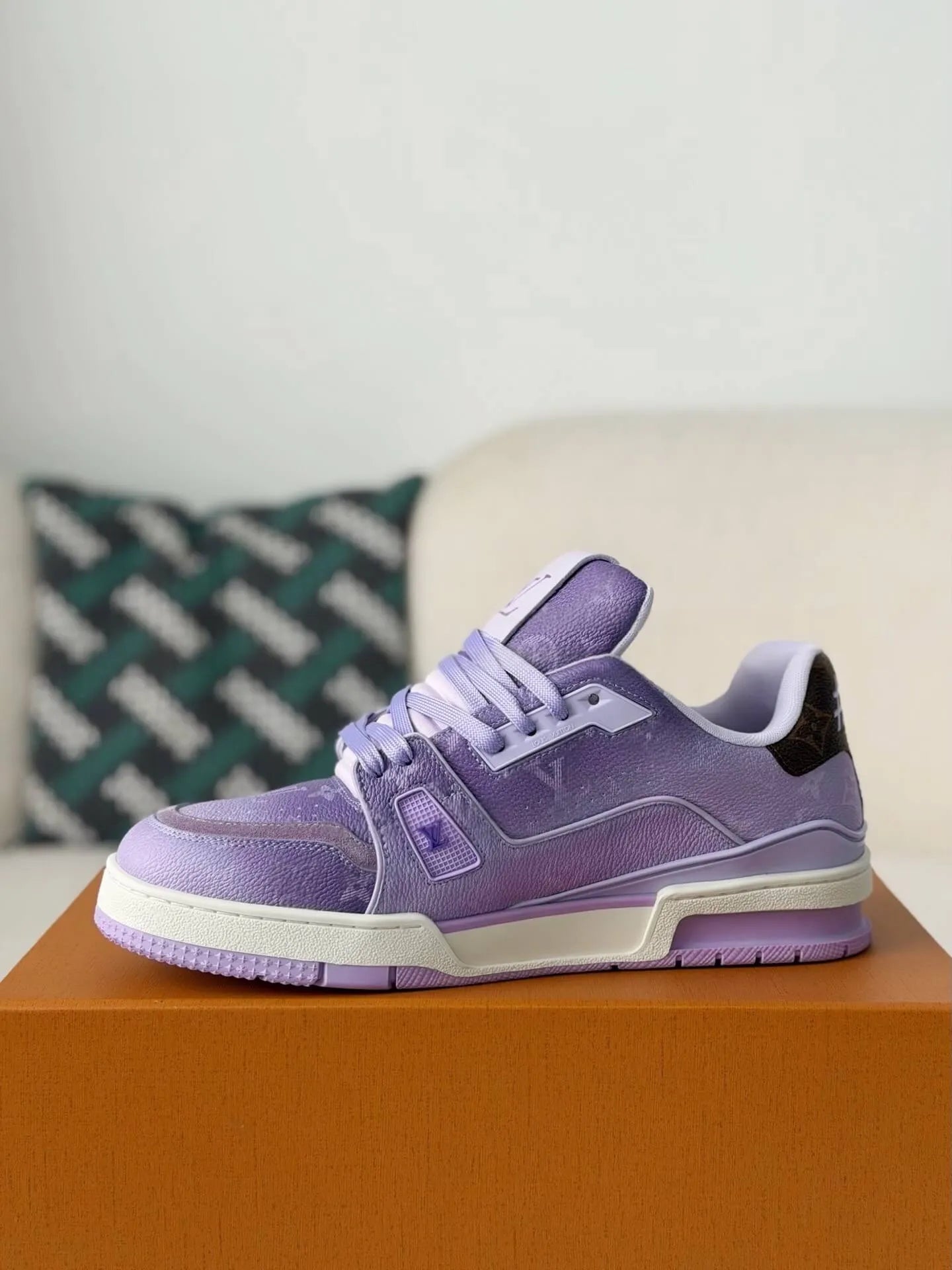 Louis Vuitton Trainer Sneaker – Purple Monogram Embossed Calf Leather