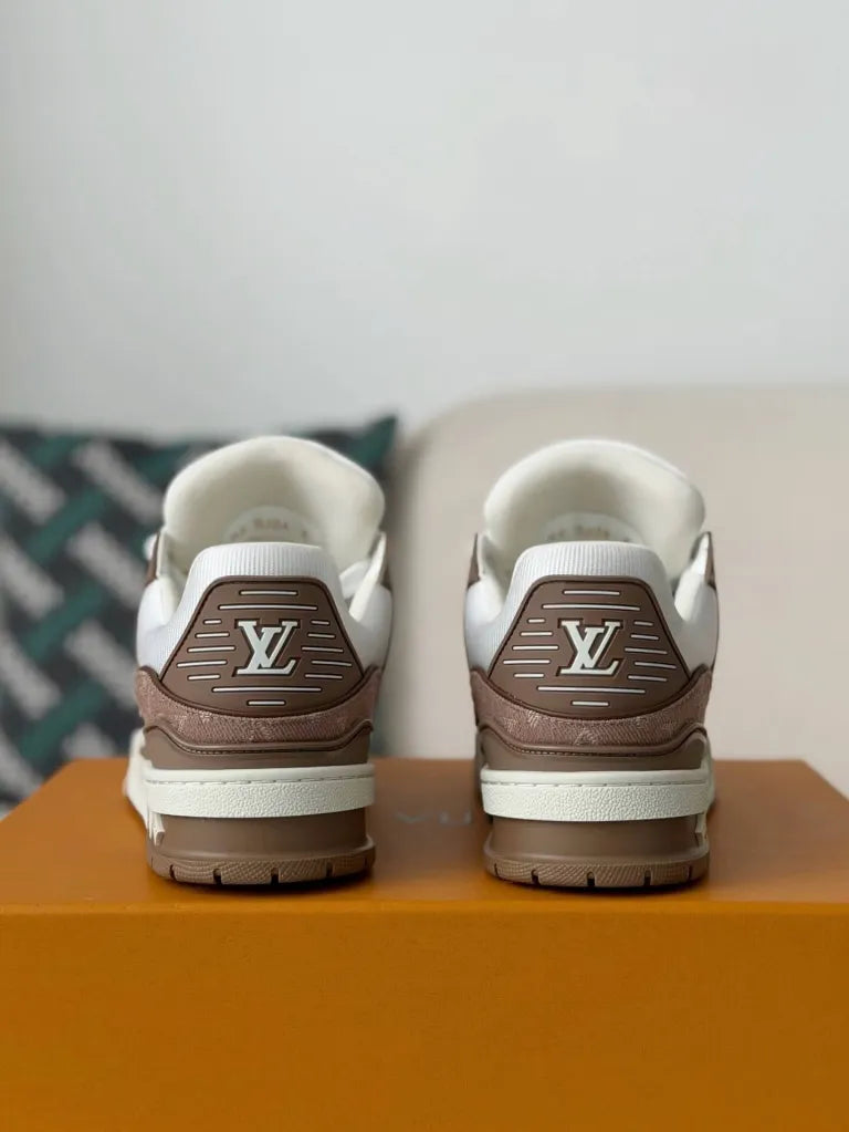 Louis Vuitton Trainer Sneaker – White & Brown Monogram Canvas