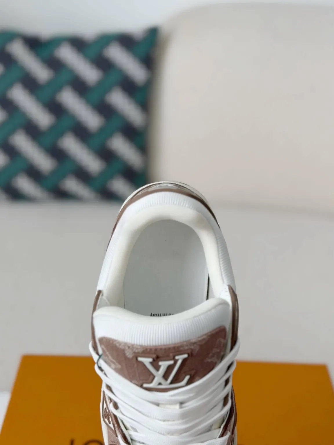 Louis Vuitton Trainer Sneaker – White & Brown Monogram Canvas