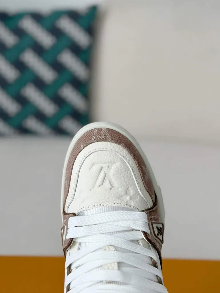 Louis Vuitton Trainer Sneaker – White & Brown Monogram Canvas