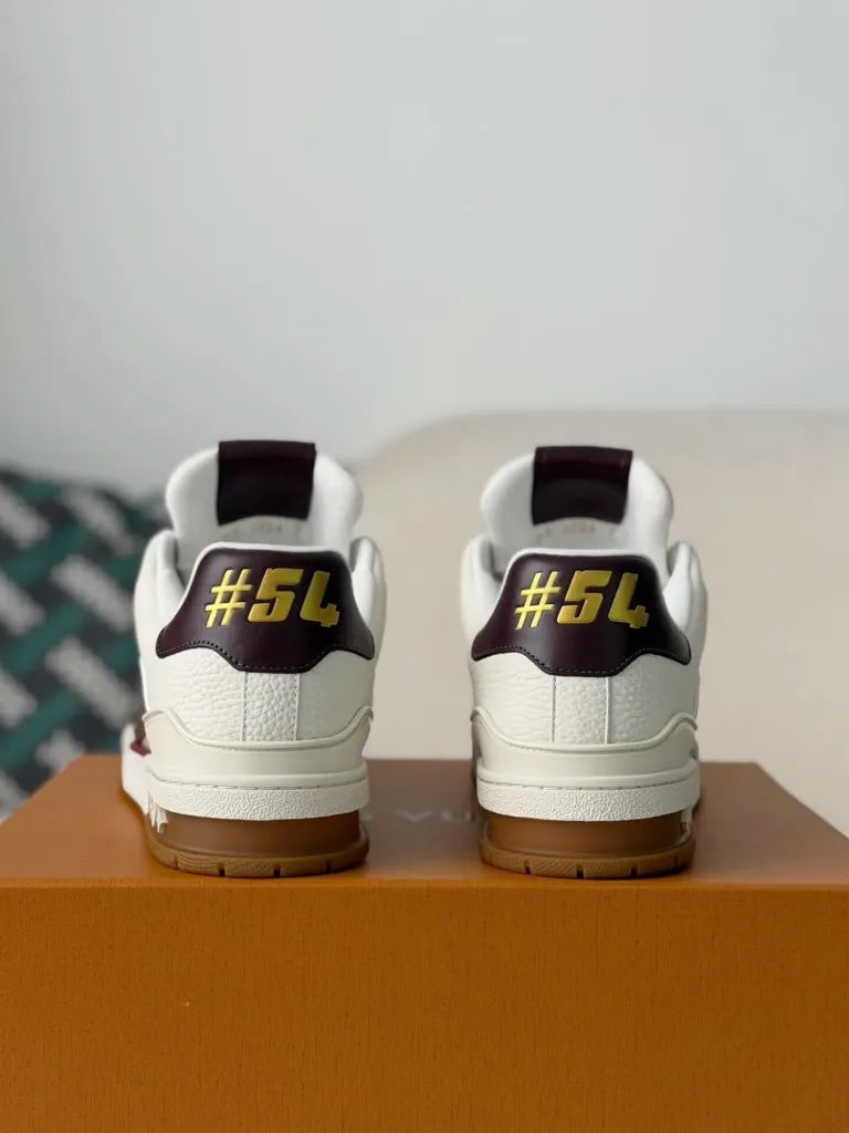Louis Vuitton Trainer Sneaker – White & Burgundy Calf Leather