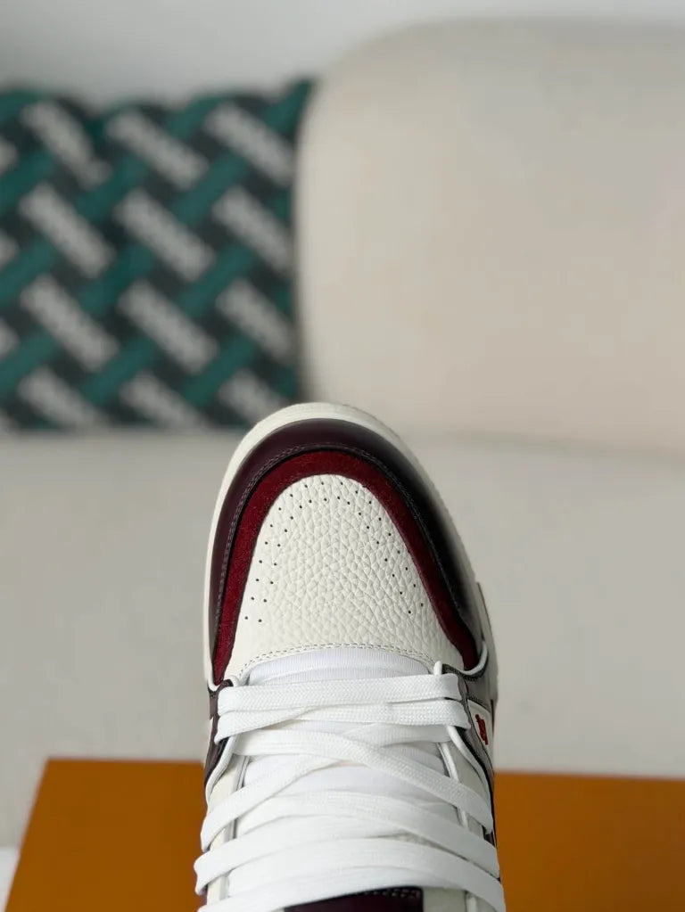 Louis Vuitton Trainer Sneaker – White & Burgundy Calf Leather
