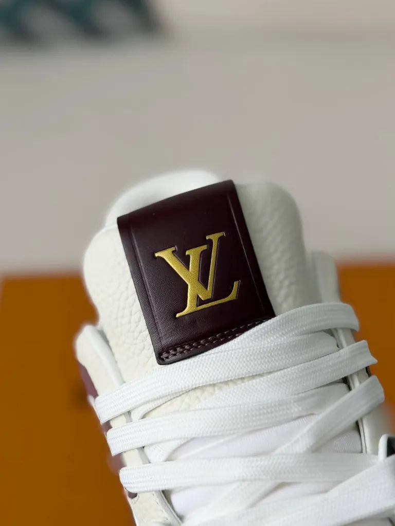 Louis Vuitton Trainer Sneaker – White & Burgundy Calf Leather