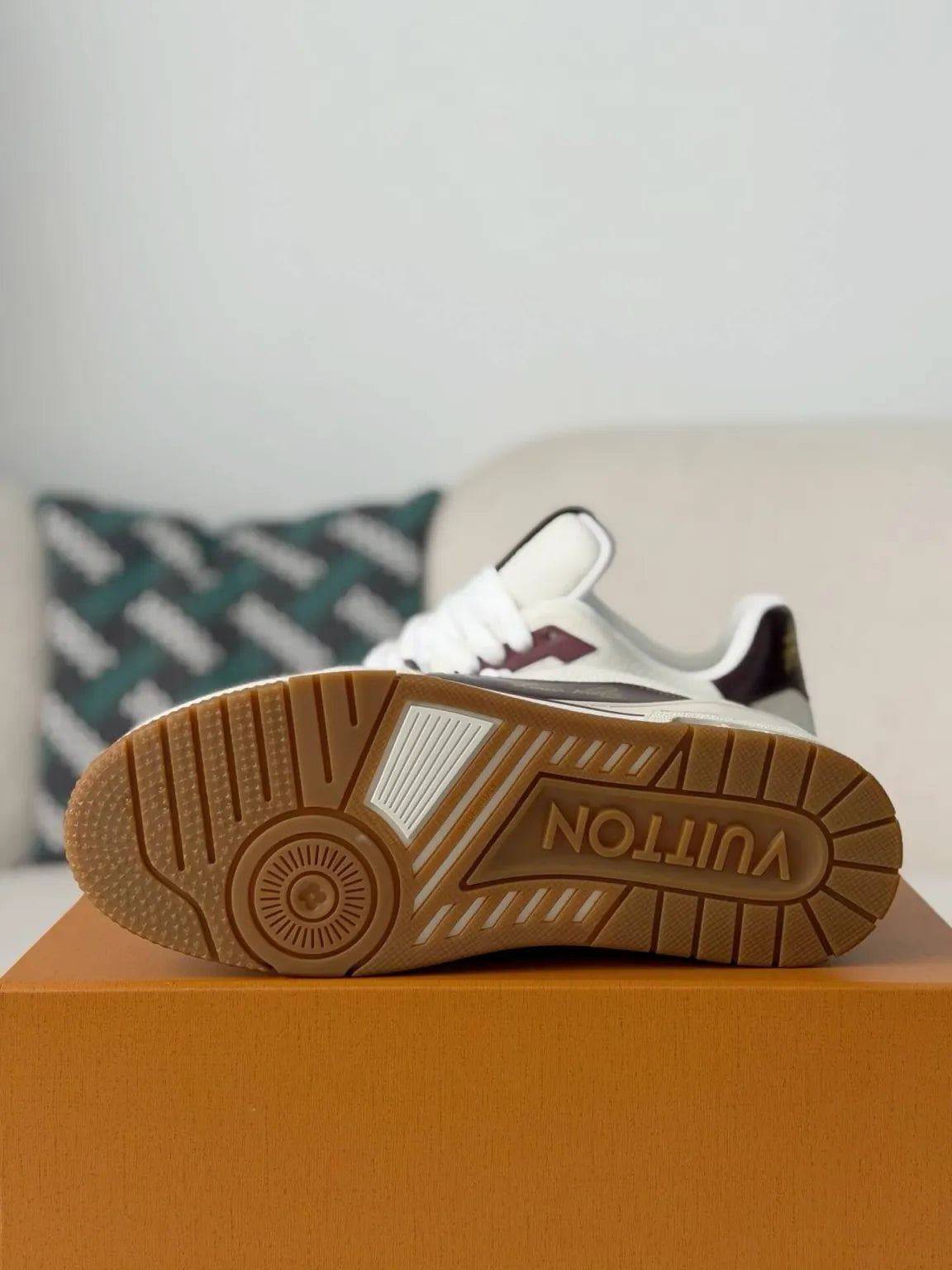 Louis Vuitton Trainer Sneaker – White & Burgundy Calf Leather