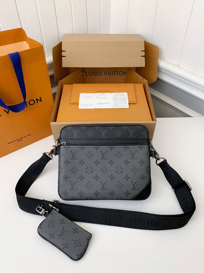 Louis Vuitton Trio Messenger "Black Leather Trim"