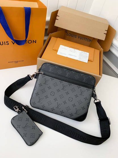 Louis Vuitton Trio Messenger "Black Leather Trim"