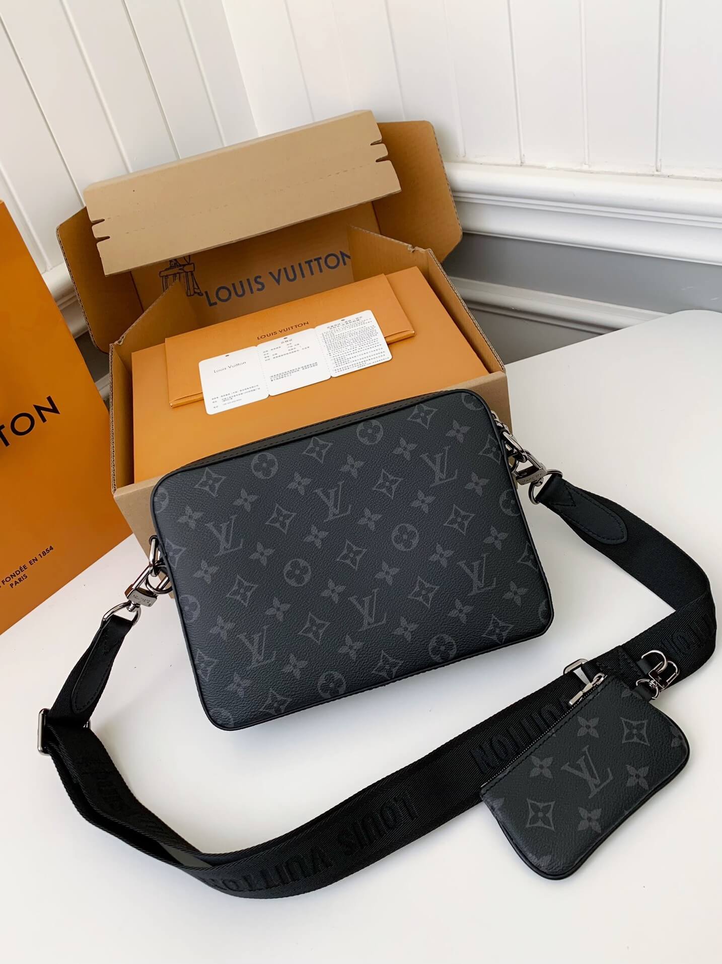 Louis Vuitton Trio Messenger "Black Leather Trim"