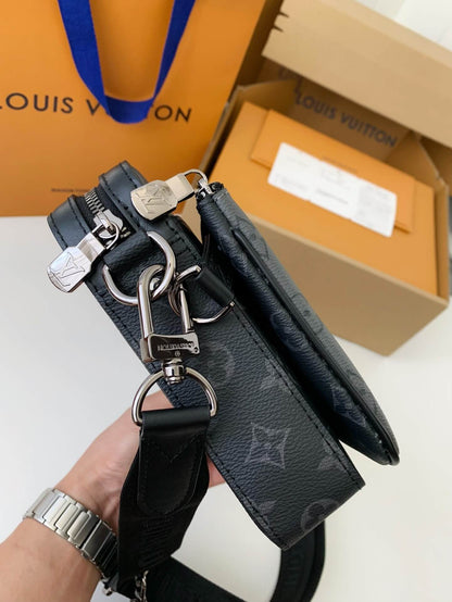 Louis Vuitton Trio Messenger "Black Leather Trim"