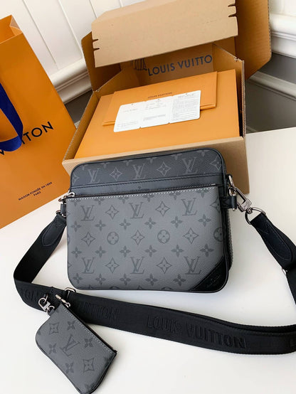 Louis Vuitton Trio Messenger "Black Leather Trim"