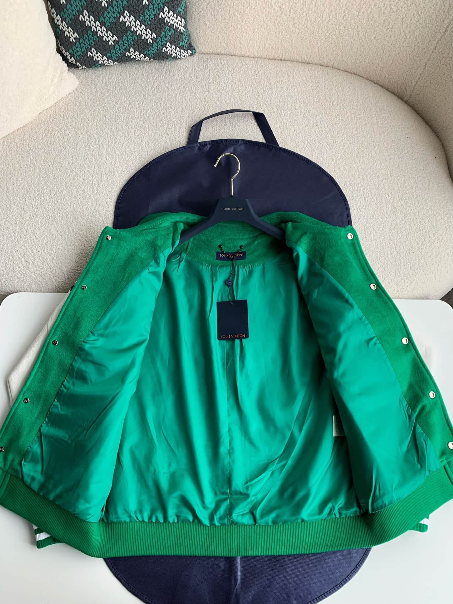 Louis Vuitton LV Leather Green Varsity Jacket