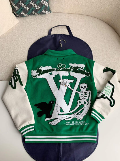 Louis Vuitton LV Leather Green Varsity Jacket