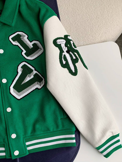 Louis Vuitton LV Leather Green Varsity Jacket