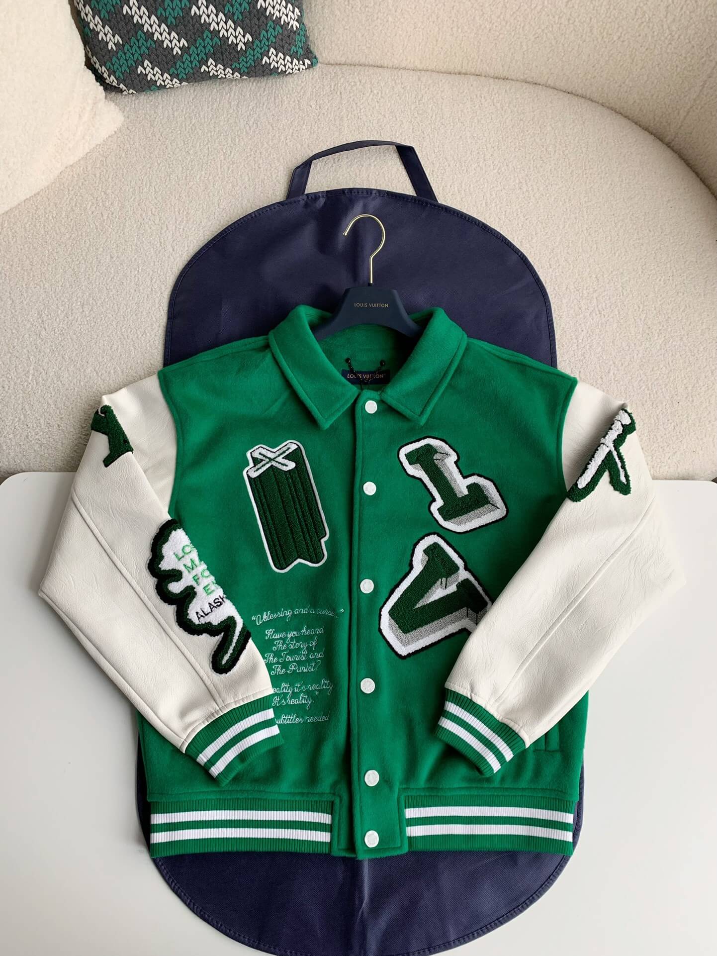 Louis Vuitton LV Leather Green Varsity Jacket – HolloShoe