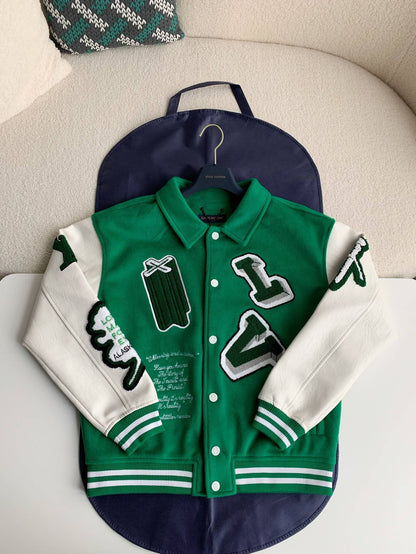 Louis Vuitton LV Leather Green Varsity Jacket