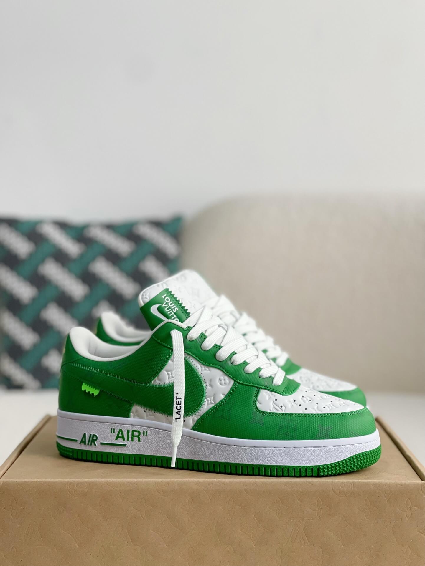 Louis Vuitton X Air Force 1 Low Green White Sneakers