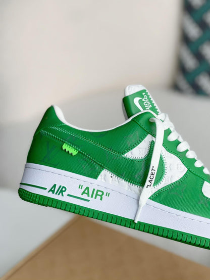 Louis Vuitton X Air Force 1 Low Green White Sneakers