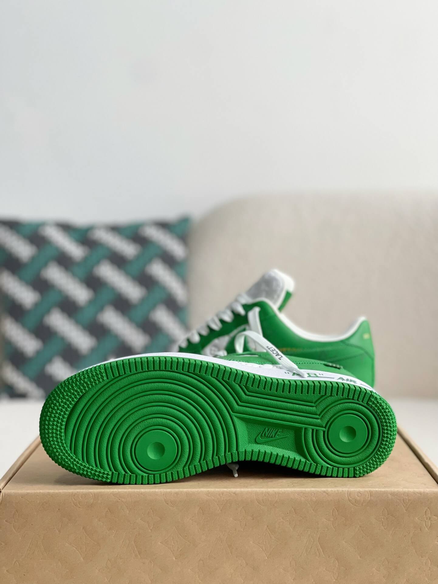 Louis Vuitton X Air Force 1 Low Green White Sneakers