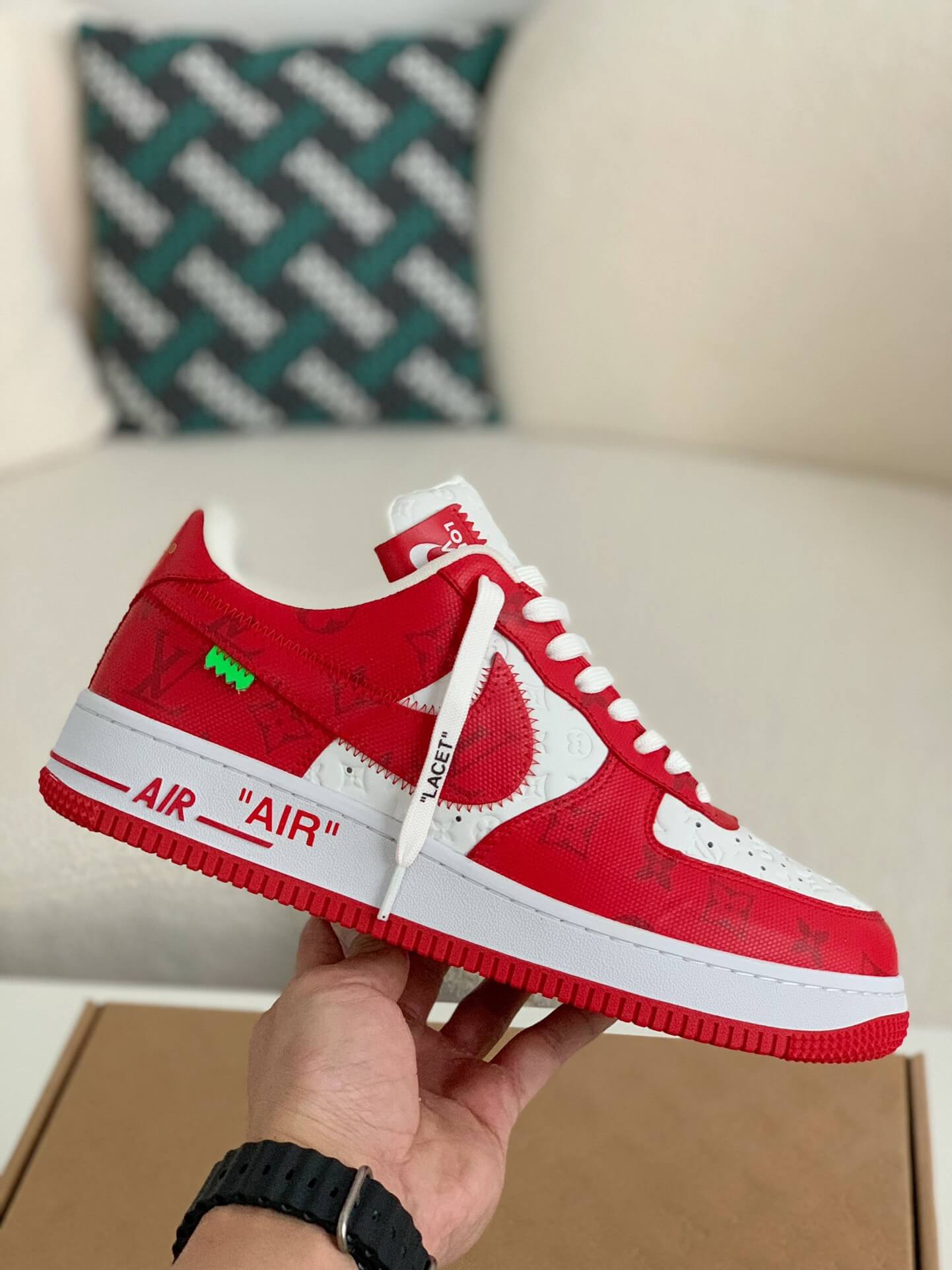 Louis Vuitton X Air Force 1 Low Red White Sneakers