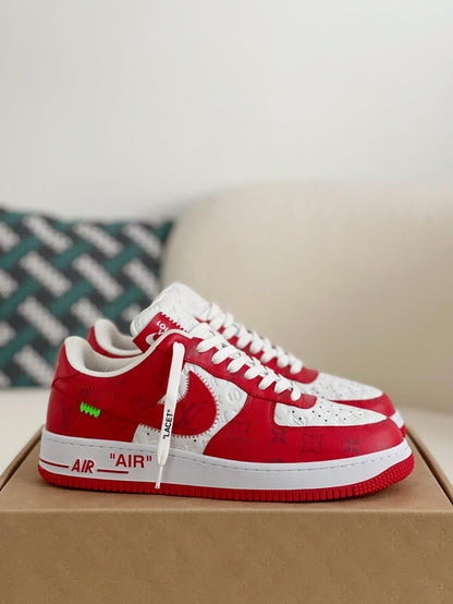 Louis Vuitton X Air Force 1 Low Red White Sneakers