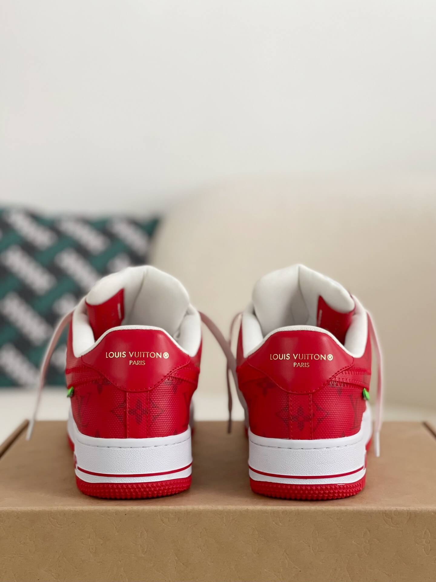 Louis Vuitton X Air Force 1 Low Red White Sneakers