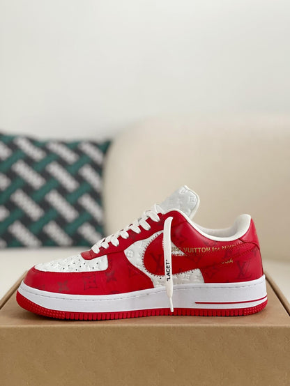 Louis Vuitton X Air Force 1 Low Red White Sneakers