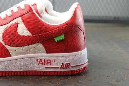 Louis Vuitton X Air Force 1 Low Red White Sneakers