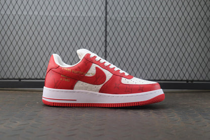 Louis Vuitton X Air Force 1 Low Red White Sneakers