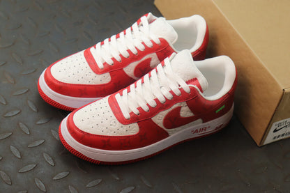 Louis Vuitton X Air Force 1 Low Red White Sneakers